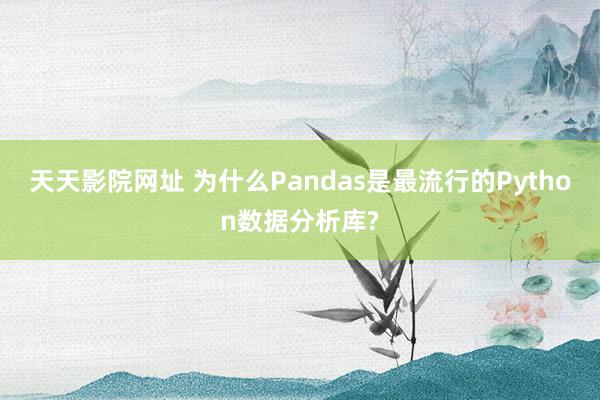 天天影院网址 为什么Pandas是最流行的Python数据分析库?