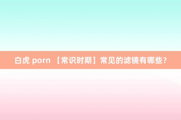 白虎 porn 【常识时期】常见的滤镜有哪些？