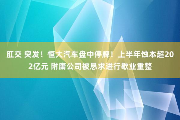 肛交 突发！恒大汽车盘中停牌！上半年蚀本超202亿元 附庸公司被恳求进行歇业重整