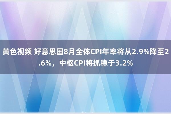 黄色视频 好意思国8月全体CPI年率将从2.9%降至2.6%，中枢CPI将抓稳于3.2%