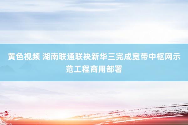 黄色视频 湖南联通联袂新华三完成宽带中枢网示范工程商用部署