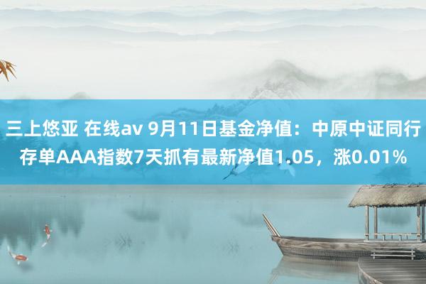 三上悠亚 在线av 9月11日基金净值：中原中证同行存单AAA指数7天抓有最新净值1.05，涨0.01%