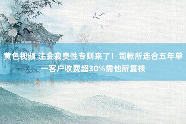 黄色视频 注会寂寞性专则来了！司帐所连合五年单一客户收费超30%需他所复核