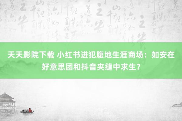 天天影院下载 小红书进犯腹地生涯商场：如安在好意思团和抖音夹缝中求生？