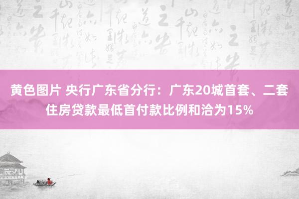 黄色图片 央行广东省分行：广东20城首套、二套住房贷款最低首付款比例和洽为15%