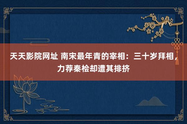 天天影院网址 南宋最年青的宰相：三十岁拜相，力荐秦桧却遭其排挤