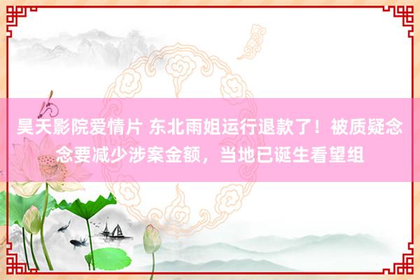 昊天影院爱情片 东北雨姐运行退款了！被质疑念念要减少涉案金额，当地已诞生看望组