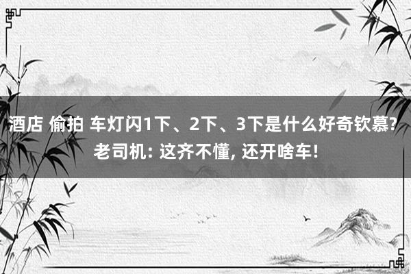 酒店 偷拍 车灯闪1下、2下、3下是什么好奇钦慕? 老司机: 这齐不懂， 还开啥车!