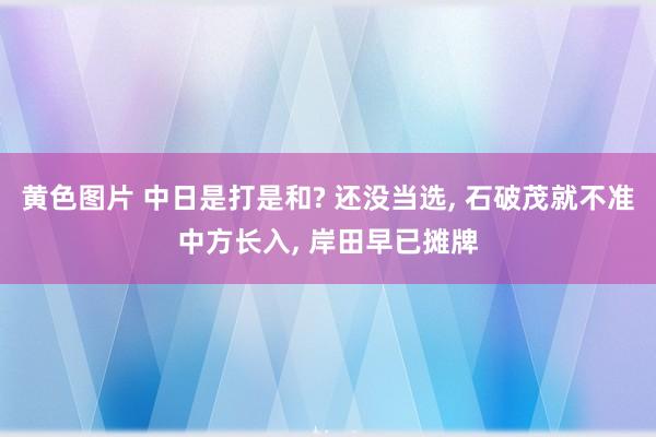 黄色图片 中日是打是和? 还没当选， 石破茂就不准中方长入， 岸田早已摊牌