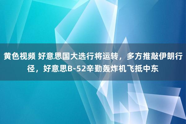 黄色视频 好意思国大选行将运转，多方推敲伊朗行径，好意思B-52辛勤轰炸机飞抵中东