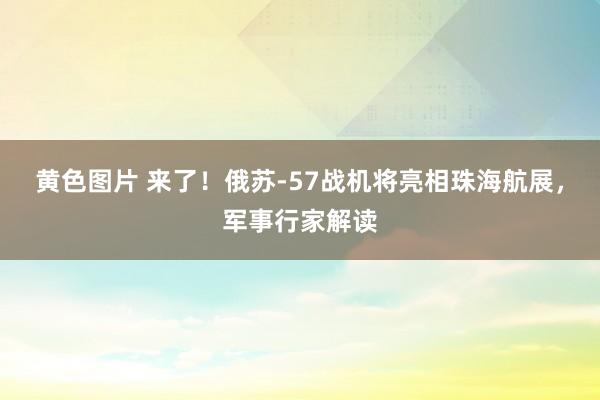 黄色图片 来了！俄苏-57战机将亮相珠海航展，军事行家解读