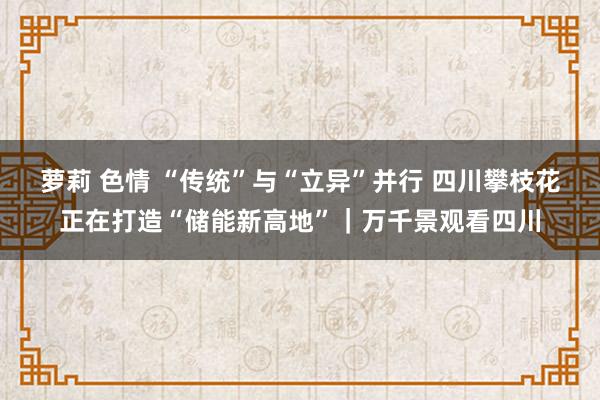 萝莉 色情 “传统”与“立异”并行 四川攀枝花正在打造“储能新高地”｜万千景观看四川