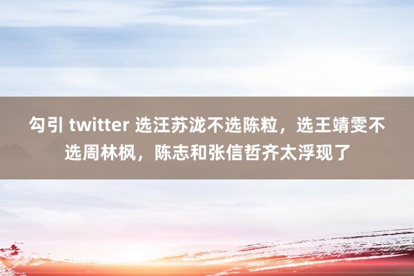 勾引 twitter 选汪苏泷不选陈粒，选王靖雯不选周林枫，陈志和张信哲齐太浮现了