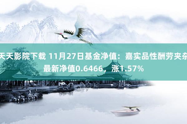 天天影院下载 11月27日基金净值：嘉实品性酬劳夹杂最新净值0.6466，涨1.57%