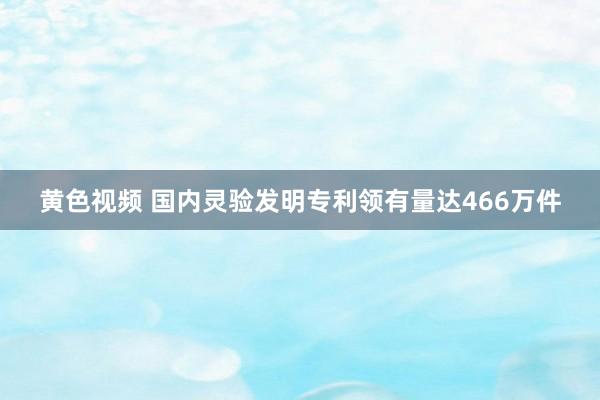 黄色视频 国内灵验发明专利领有量达466万件