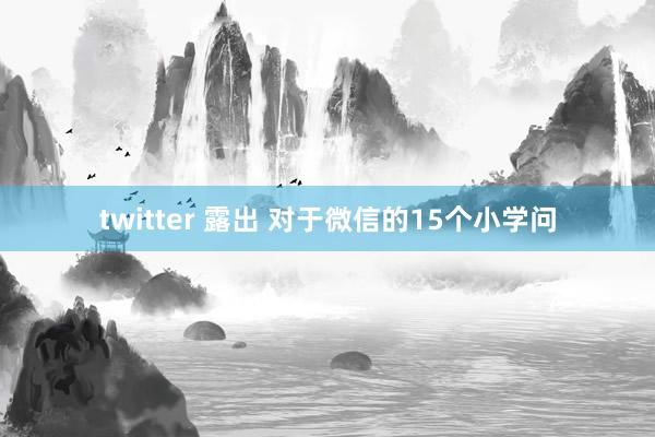 twitter 露出 对于微信的15个小学问