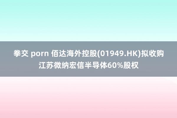 拳交 porn 佰达海外控股(01949.HK)拟收购江苏微纳宏信半导体60%股权