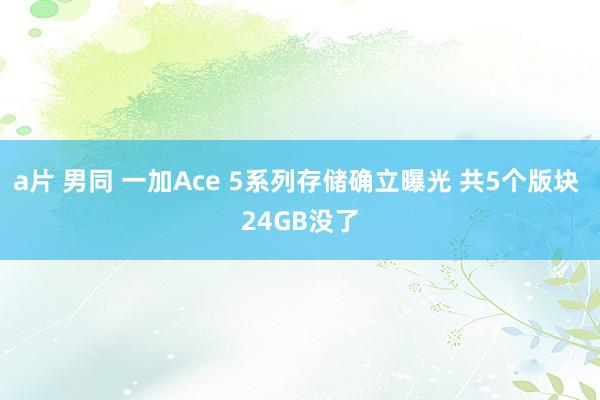 a片 男同 一加Ace 5系列存储确立曝光 共5个版块 24GB没了