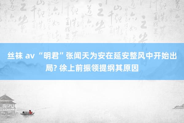 丝袜 av “明君”张闻天为安在延安整风中开始出局? 徐上前振领提纲其原因