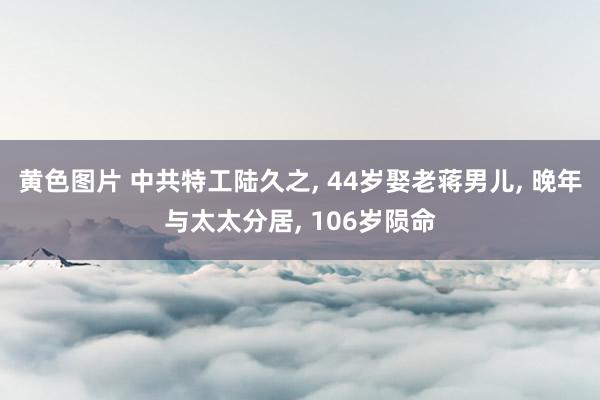 黄色图片 中共特工陆久之, 44岁娶老蒋男儿, 晚年与太太分居, 106岁陨命