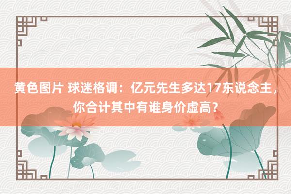 黄色图片 球迷格调：亿元先生多达17东说念主，你合计其中有谁身价虚高？