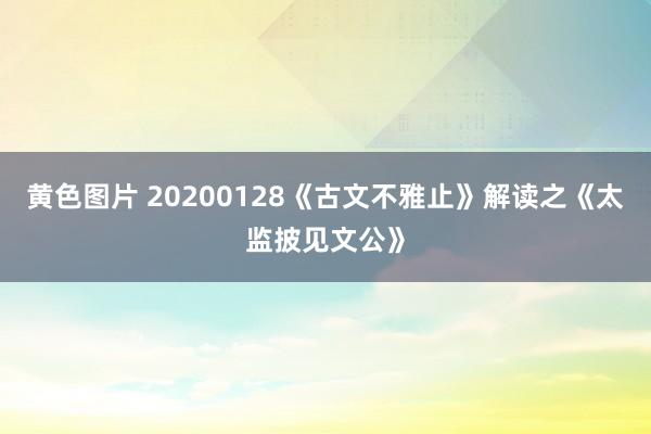 黄色图片 20200128《古文不雅止》解读之《太监披见文公》