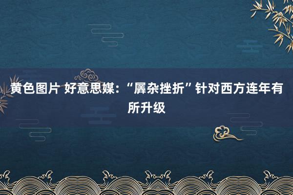 黄色图片 好意思媒: “羼杂挫折”针对西方连年有所升级